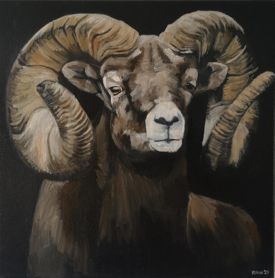 In opdracht: moeflon2, 30x30cm, olieverf op doek