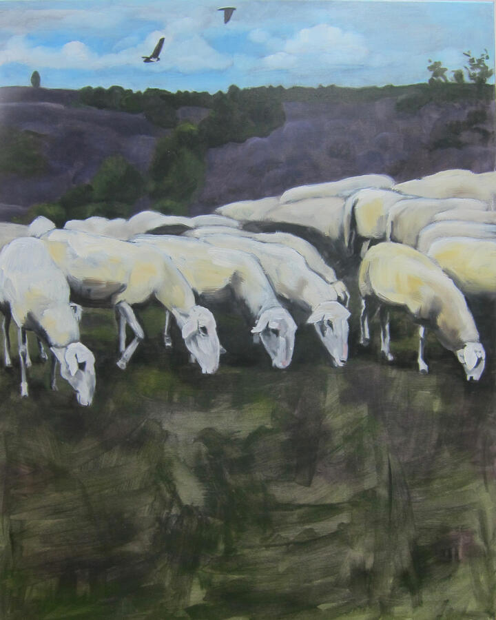 Rhedense schaapskudde, 80x100cm, olieverf op doek, € 275,-