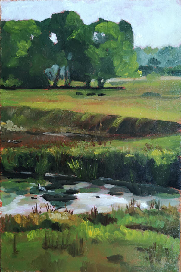 Lathumse veerweg, 20x30cm, olieverf op paneel, €250,-