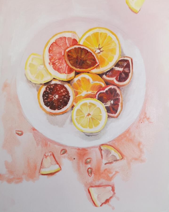 Sappig Fruitsstilleven, 40x50cm olieverf op doek, € 350,-