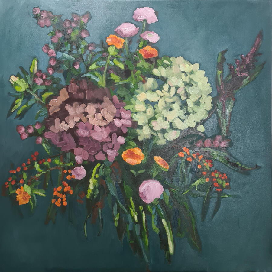 Herfstboeket 2, olieverf op doek, 100 x 100 cm, €950,-
