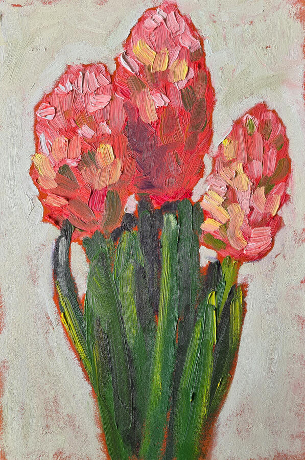 Hyacinten, olieverf op paneel, 20 x 30 cm, €100,-